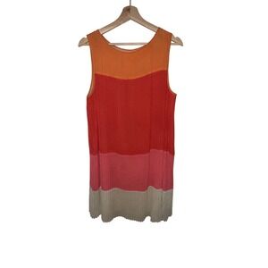 Colorblock Pleated Sleeveless Dress Women's‎ Garden Summer Size S
